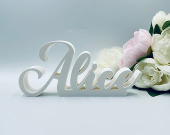Freestanding name sign for table Baby name sign for nursery shelf decor Standing name plate for teachers desk gift for new home owners
