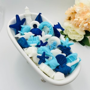 10bags Navy & Sea soap favors, Nautilus themed soaps, Sea Creatures party souvenirs, Coastal Wrapped mini giveaways with Personalised tags