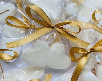 15 mini savons à la lavande, savon blanc en forme de coeur, cadeaux de mariage dans la forêt, petits pains de savon faits main, cadeaux de remerciement pour une invitée à la baby shower