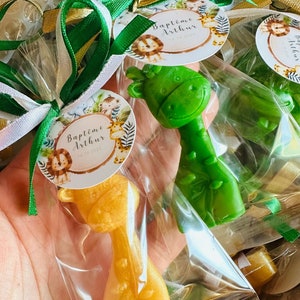 10 pezzi di saponette a forma di giraffa, bomboniere per la prima festa di compleanno degli animali del safari, bomboniere per la festa della savana, riempitivo per cestini per bambini, saponi divertenti per bambini