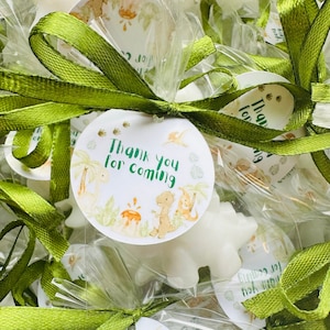 Sapone da festa di dinosauro 30 pezzi, regali di sapone per gli ospiti della doccia per bambini, bomboniere per rivelare il genere, bomboniere per bambini animali, regali di ringraziamento per il compleanno