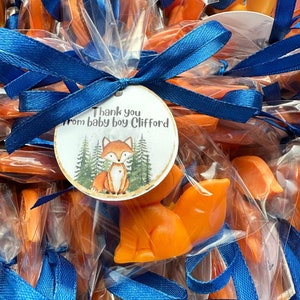 50 pezzi di saponette a forma di volpe, bomboniere per feste a tema foresta per bambini, souvenir a tema forestale, bomboniere con animali della foresta per compleanni di bambini, mini bomboniere a forma di saponette all'ingrosso