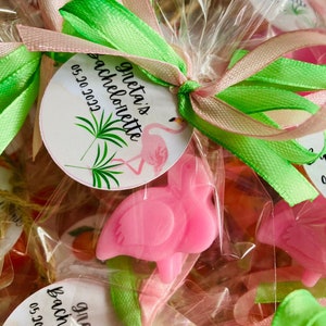 10pcs flamingo mini saponi, bomboniere per baby shower di piccola natura, bomboniere per le vacanze estive, bomboniere tropicali, bomboniere al mare/spiaggia