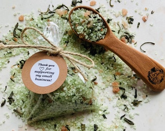 20pcs green tea/eucalyptus bath salt favor bags, Wedding shower gifts, Personalized thank you gifts, From my shower to yours party favors