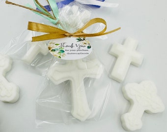 50pcs christening favors, Cross soap favors for baptism, White first communion favors, Orthodox baptism favors, Confirmation gifts for guest