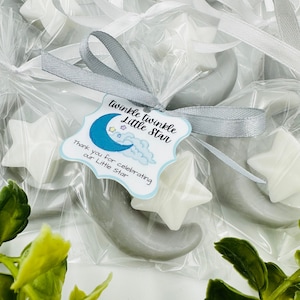 10 set di saponette a forma di luna e stelle, saponette per baby shower My Little Star, saponette a tema per bambini, We love you our little shiny star soap favors