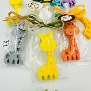 Bomboniere di sapone giraffa da 5 pezzi, decorazioni per feste di compleanno a tema Safari, regali per gli ospiti del baby shower Wild One, souvenir per la festa di compleanno di Savannah