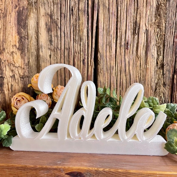 Custom name table sign for wedding, Baby name for nursery, Family name sign table decor, Freestanding personalized sweetheart table sign