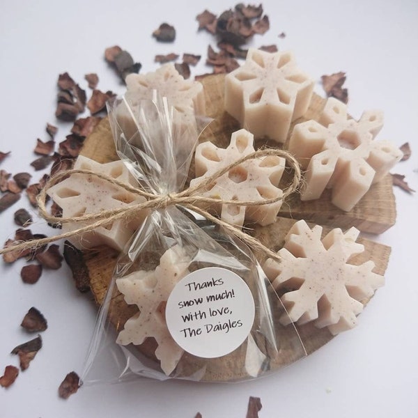 50pcs snowflake favors, Winter mini soap favors, Christmas guest gifts, Small holiday wonderland gifts, Winter wedding/bridal shower favors
