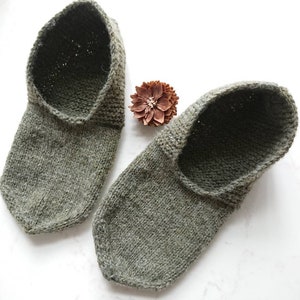 Knitted wool slippers, Home socks, Hand knitted slipper socks, Guest slippers, Simple natural moccasins, House shoes, Warm sneakers for home