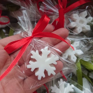 10pcs snowflake mini soaps, Christmas guest favors, Small holiday gift soaps, Winter wedding/bridal shower favors, Wonderland winter favors