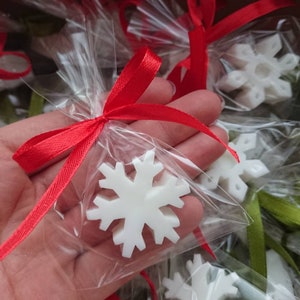 10pz mini saponi a forma di fiocco di neve, bomboniere per gli ospiti di Natale, piccoli saponi regalo per le feste, bomboniere invernali per matrimoni/addio al nubilato, bomboniere invernali del Paese delle Meraviglie