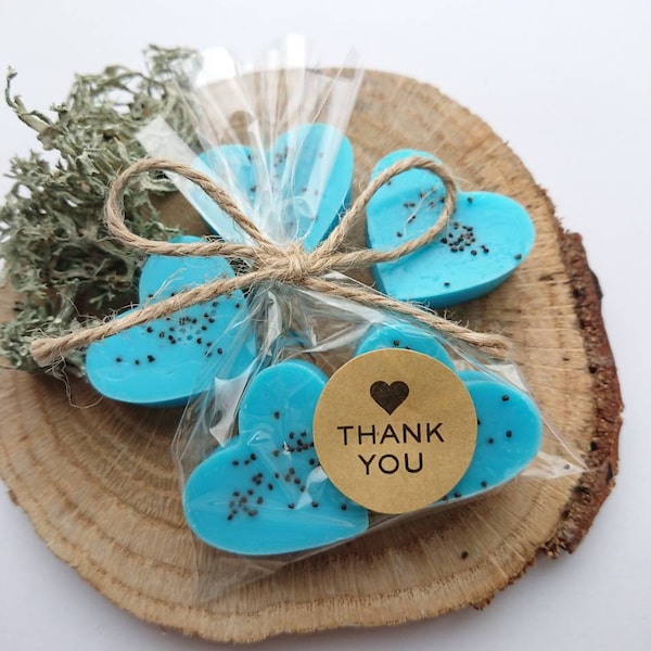 50pcs mini turquoise soaps, Heart shape soap wedding/bridal shower favors, Thank you guest gifts, From my shower to yours bridal soap gifts