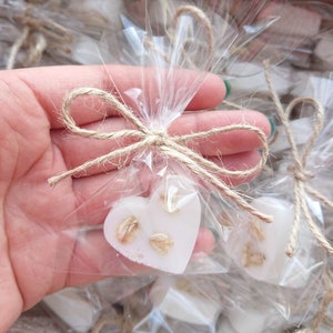 30pcs mini lavender/poppy soap, White heart shape wedding favors soap, Bathroom ornaments with lavender/oatmeal, Thank you gifts for guests Oat 30 soap bags