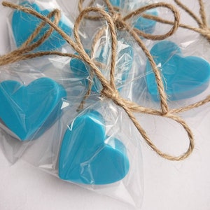 10pcs sapone cuore blu, bomboniere natalizie, bomboniere blu a forma di cuore, semplici regali di ringraziamento poco costosi, regali doccia per bambini blu