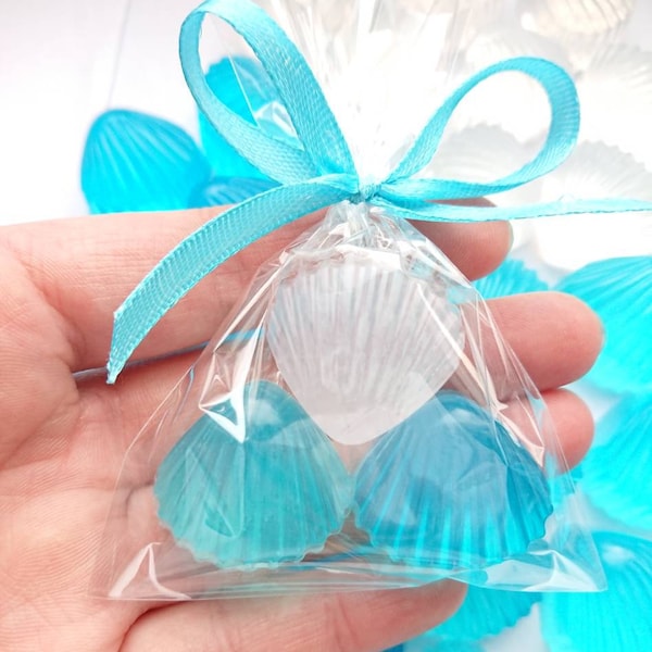 30pcs/10sets sea shell soap, Blue beach wedding favors, Sea shells favor soaps for guests in bulk, Thank you gifts for guests in beach party