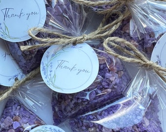 25bags lavender bath salt favors, Lavender wedding guest favors, Personalized thank you mini bulk gifts, From my shower to yours bath soak
