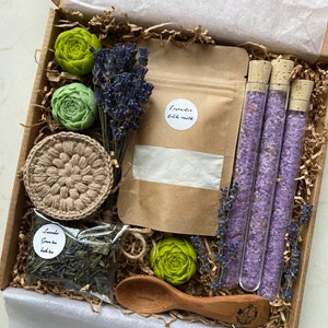 Lavender Gift Box, Self Care Relaxing Gift Set, Bath Salt/tea Gift ...