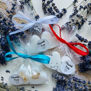 30pcs mini lavender/poppy soap, White heart shape wedding favors soap, Bathroom ornaments with lavender/oatmeal, Thank you gifts for guests image 9
