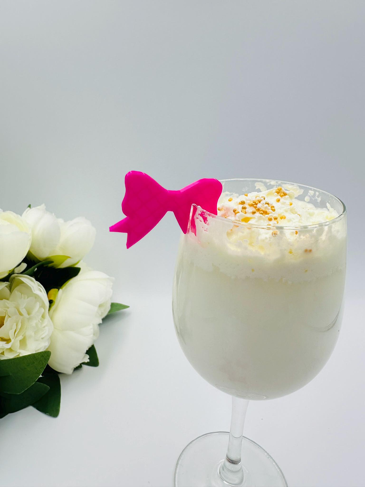 Pink Bow Wine Glass Charms - 10 Pack Drink Markers For Bachelorette Party & Bridal Celebrations