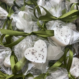 Mini savon parfumé à la lavande 50 pièces, savon coeur blanc pour mariage/douche nuptiale, cadeaux de remerciement pour invités, cadeaux de savon de ma douche à la vôtre Poppy soaps 50 bags