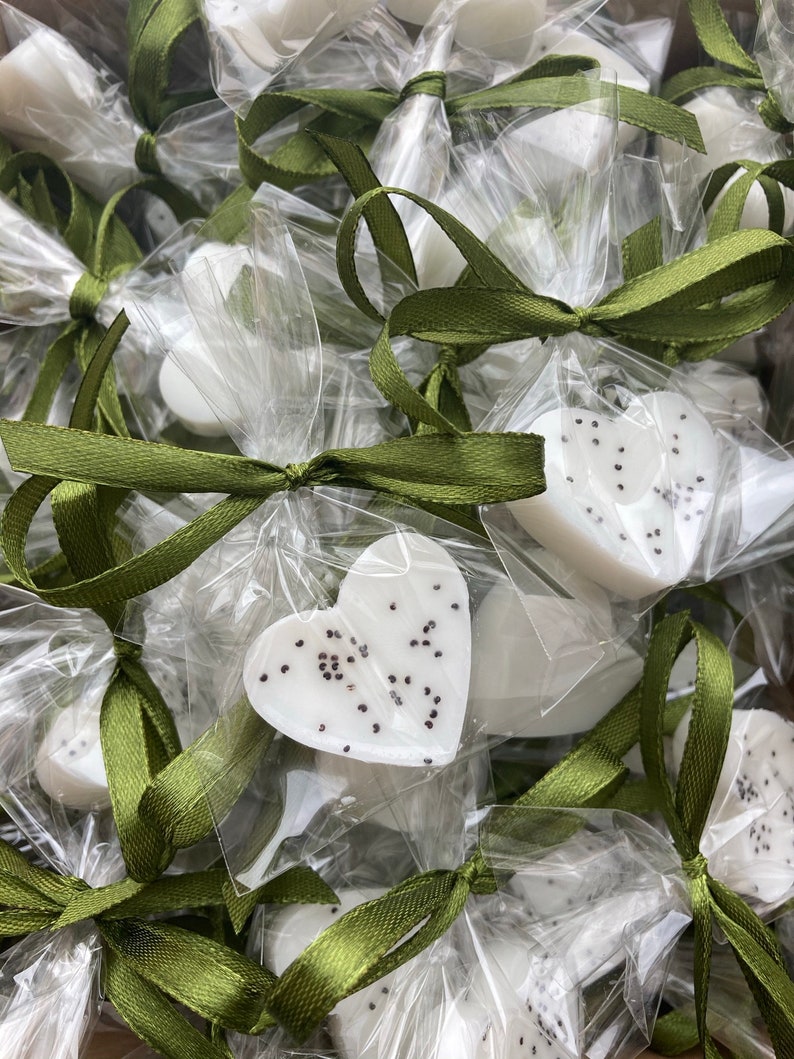 50pcs mini lavender fragrance soap, White heart soap wedding/bridal shower favors, Thank you guest gifts, From my shower to yours soap gifts Poppy soaps 50 bags