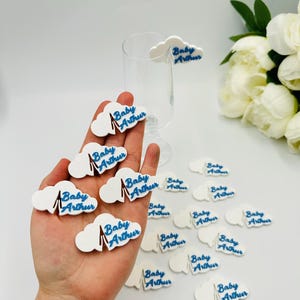 30pcs cloud glass markers with name Cloud party drink tags for guests Cloud shape glass charms Cloud baby boy shower decor Cloud cup toppers