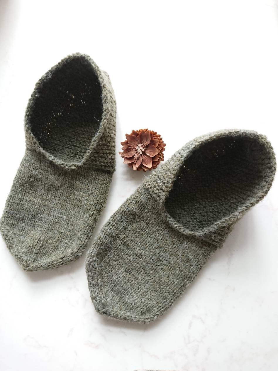 wool slippers on Knitted Wool Slippers Home Socks Hand Knitted Slipper Socks Etsy