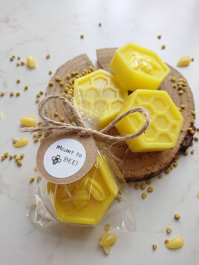 10pcs Meant to bee favors, Pair of honey soaps, Bee combs soap favors, Bee theme party favors, Country wedding guest favors, Beekeeper gifts image 1