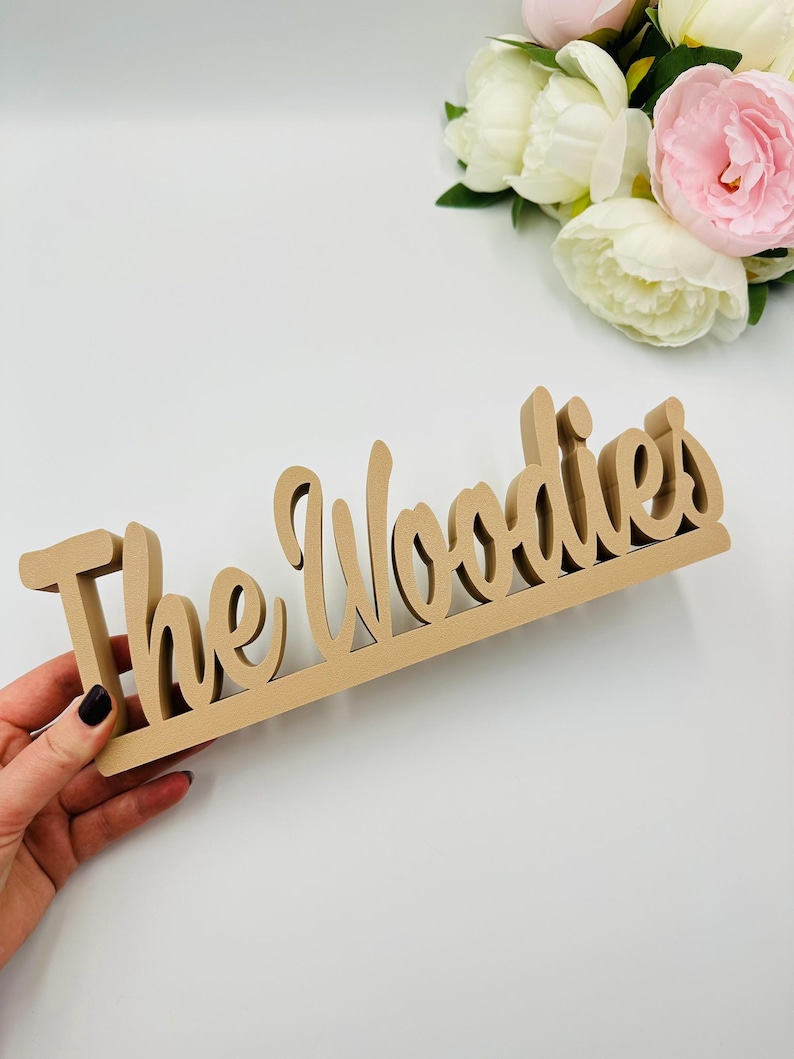 Custom name table sign for wedding, Baby name for nursery, Family name sign table decor, Freestanding personalized sweetheart table sign 10-12 ltrs Lined