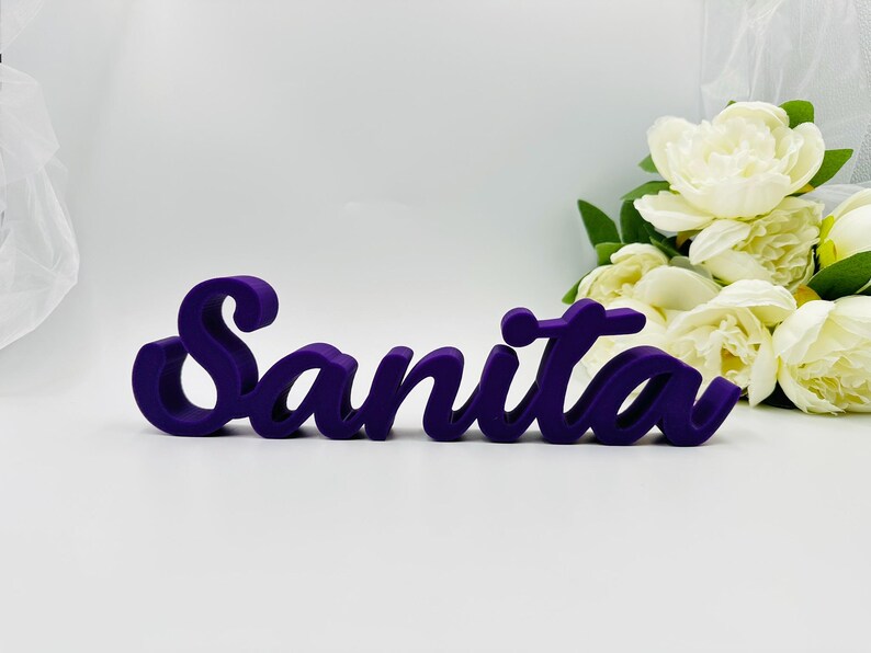 Custom name table sign for wedding, Baby name for nursery, Family name sign table decor, Freestanding personalized sweetheart table sign image 4