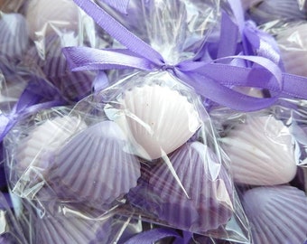 30pcs/10 sets seashell mini lavender soaps, Purple beach wedding favors, Sea shells shape favor soaps for guests, Thank you gifts for guests
