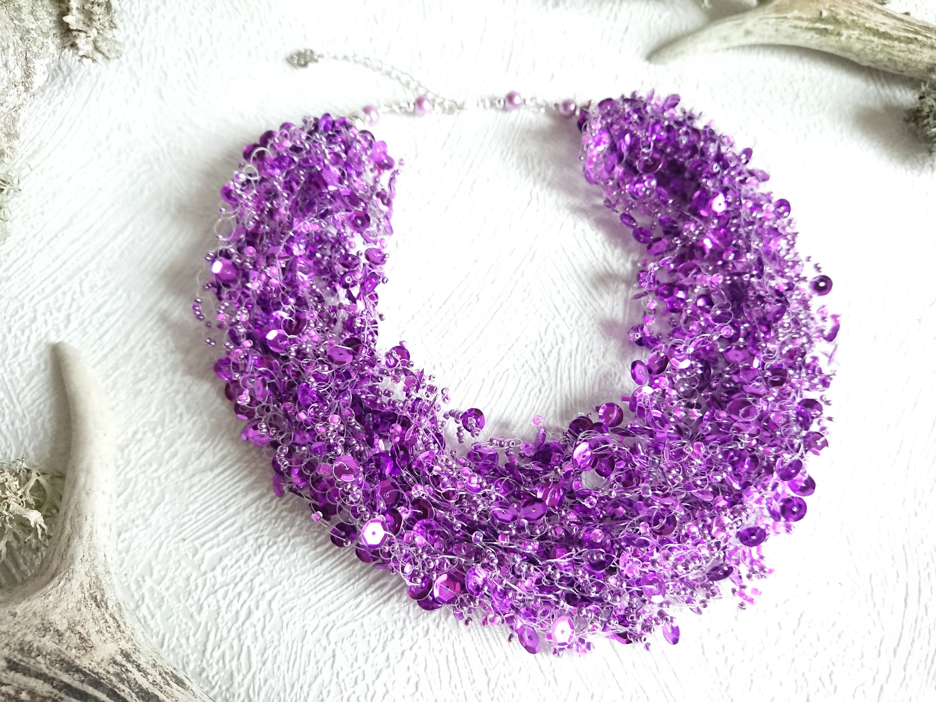 Purple bib necklace clearance