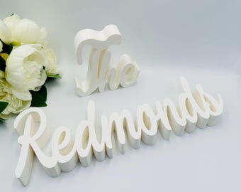 Last name sign Sweetheart table sign Wedding gift for newlyweds Surname freestanding sign New family name sign Gift for couple Anniversary