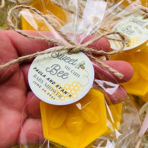 10pcs Meant to bee favors, Pair of honey soaps, Bee combs soap favors, Bee theme party favors, Country wedding guest favors, Beekeeper gifts In bag + round tag