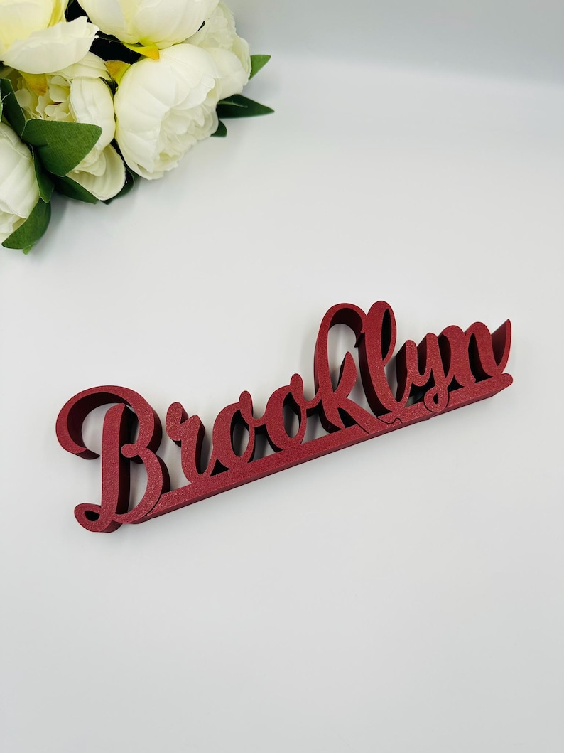 Custom name table sign for wedding, Baby name for nursery, Family name sign table decor, Freestanding personalized sweetheart table sign image 3