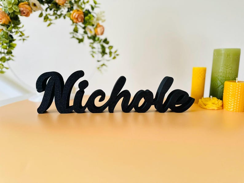 Custom name table sign for wedding, Baby name for nursery, Family name sign table decor, Freestanding personalized sweetheart table sign 7-9 letters Floating