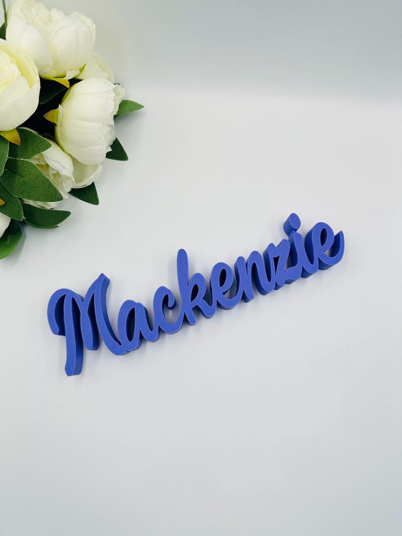Custom name table sign for wedding, Baby name for nursery, Family name sign table decor, Freestanding personalized sweetheart table sign image 14