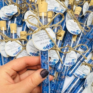5 Stück Kornblumen Badesalz Reagenzgläser, Bad Teebevorzugungen, Blaue Hochzeit Gastgeschenk, personalisierte Dankeschön Geschenk, von meiner Dusche zu deiner