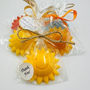 20 pezzi di saponette solari, omaggi per baby shower con sole sorridente, bomboniere estive per il primo viaggio del bambino, bomboniere con saponette solari, festa del sole
