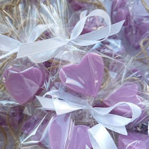 20 mini saponi lilla, saponi bomboniere a forma di cuore alla lavanda, semplici saponette, piccole saponette fatte a mano, regali di ringraziamento per gli ospiti viola