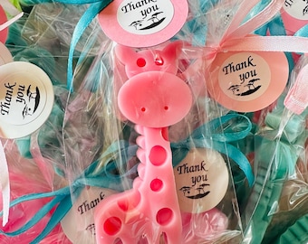 60 piezas de recuerdos de jabón de jirafa/león, decoraciones para fiestas de cumpleaños con temática de safari, regalos para baby shower salvajes, recuerdos para fiestas de cumpleaños de Savannah One