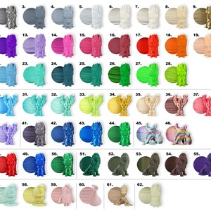 May include: A chart of 62 different colors of plastic filament for 3D printing. The filament is arranged in rows and columns, with each color represented by a small spool of filament.