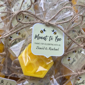 10pcs Meant to bee favors, Pair of honey soaps, Bee combs soap favors, Bee theme party favors, Country wedding guest favors, Beekeeper gifts In bag + square tag