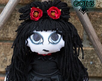 Gothic Inspired Art Doll. Goth Doll - Sardonyx - Handmade OOAK Cloth Doll
