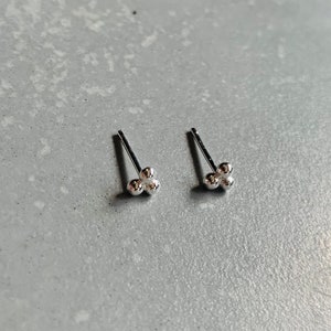 Handmade Stirling a silver Mini Pebble earrings. Granulation balls studs.