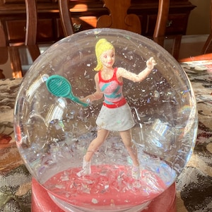 Sports Barbie Tennis Blonde Baseball Brunette Soccer Snow Globe Birthday Children Holiday Gifts Ready to Ship
