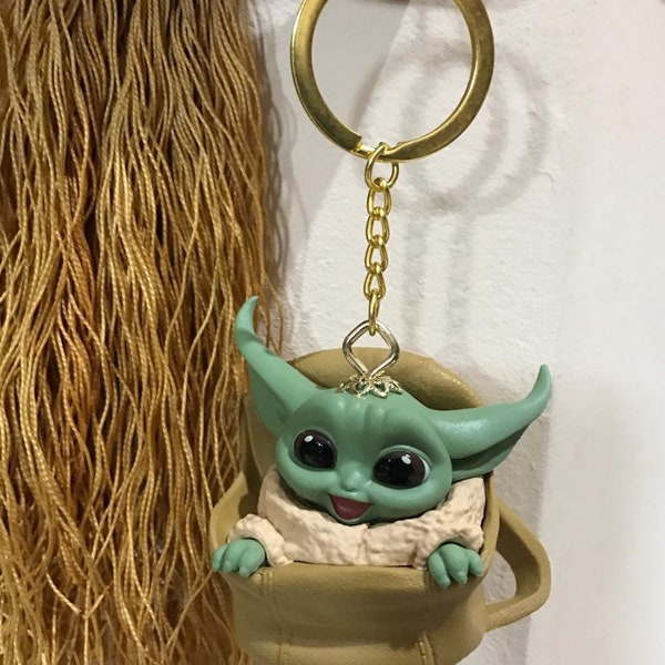Key Chain Handmade Baby Yoda, the Child, from Star Wars the Mandalarion Christmas Holiday Gifts Stocking Stuffers