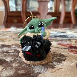 Handmade Baby Yoda, Grogu, the Child, Ornaments from Star Wars the Mandalarion Christmas Holiday Gifts Stocking Stuffers Ready to Hang