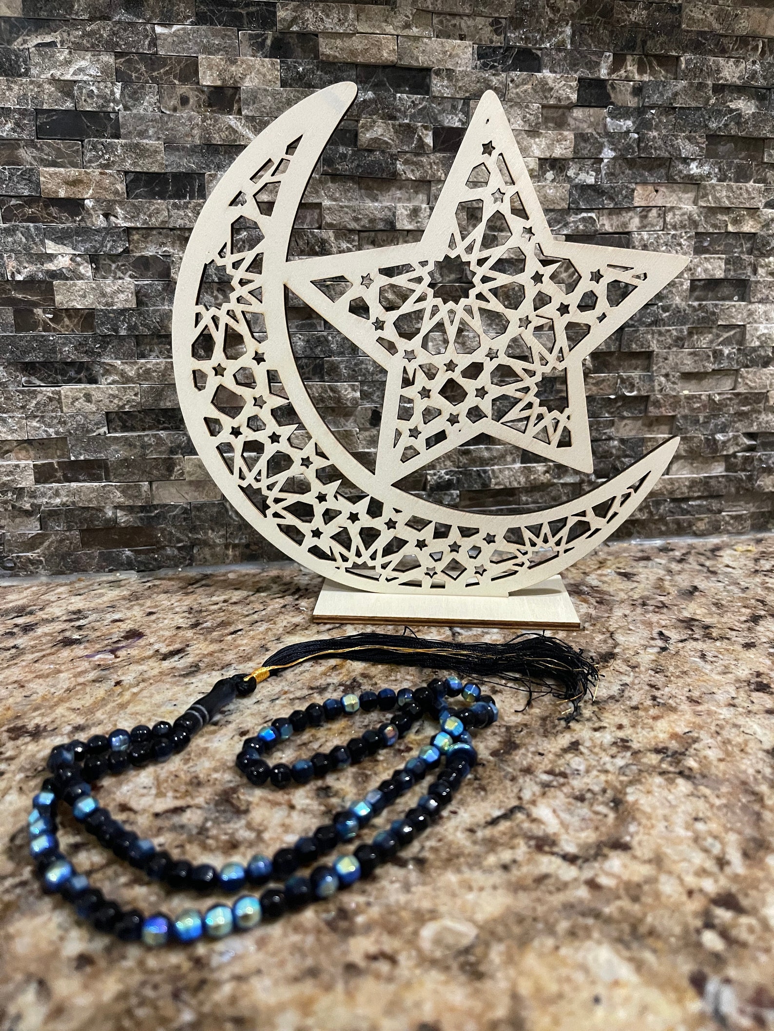 Eid Mubarak Wooden Islamic Table Stands, Ramadan and Moon + Star ...